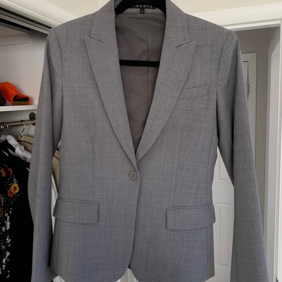 Theory Blazer, barely worn, gray, size 4, slim fit - Picture 4 of 6